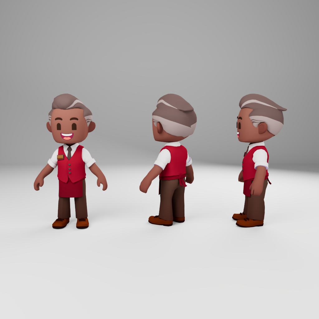 Burger Rush manager character turnaround
