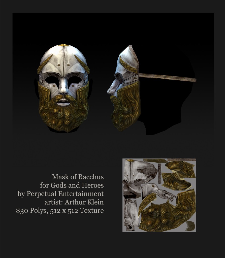 Mask of Bacchus — 3D model and texture, Gods and Heroes