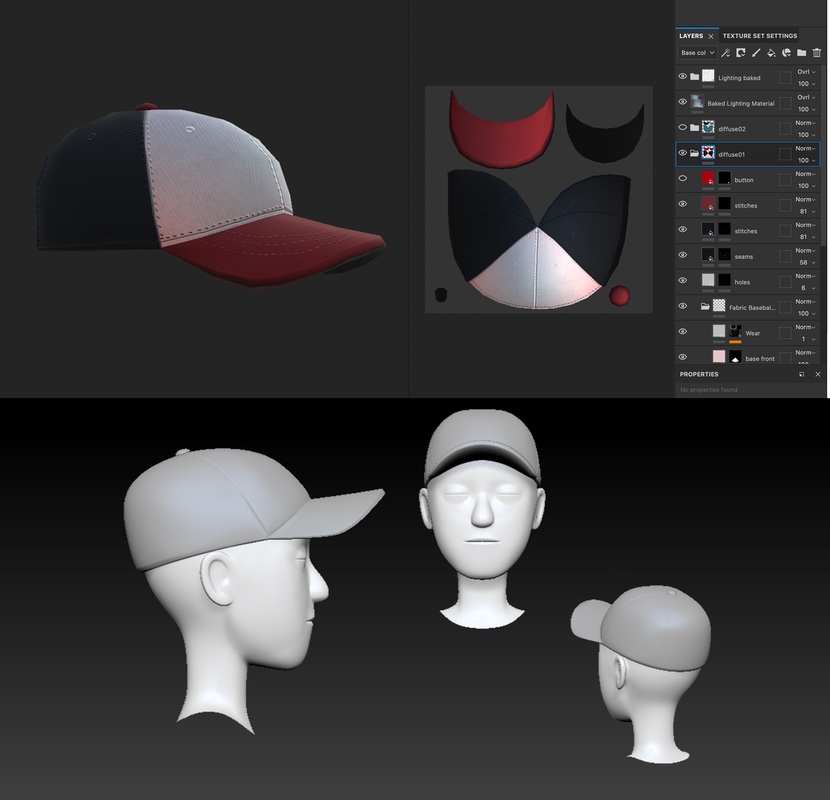 Baseball cap texture detail — Horizon Worlds, Meta
