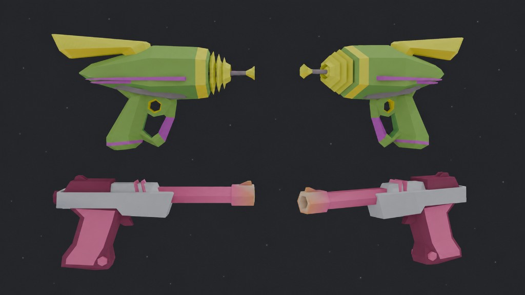 Stylized raygun renders — Horizon Worlds, Meta