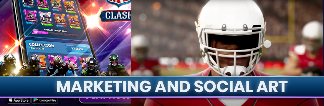 NFL Clash game UI montage — multiple screens