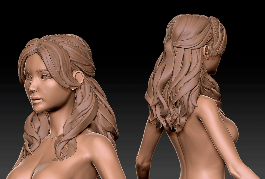 Hair and character study — personal ZBrush work