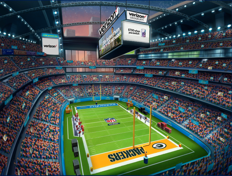 NFL Clash football stadium — aerial view