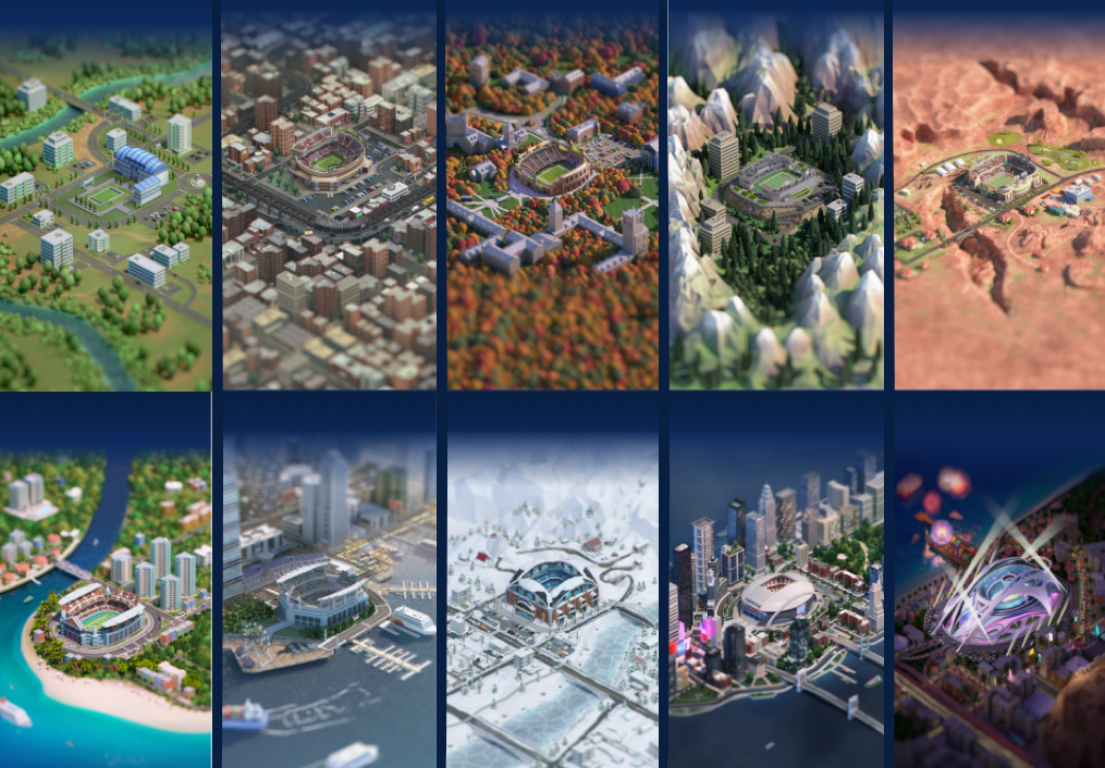 NFL Clash stadium environments — art direction