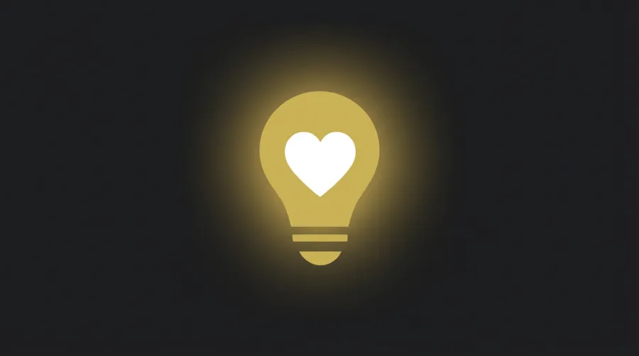DateLight glowing heart-shaped lightbulb app icon