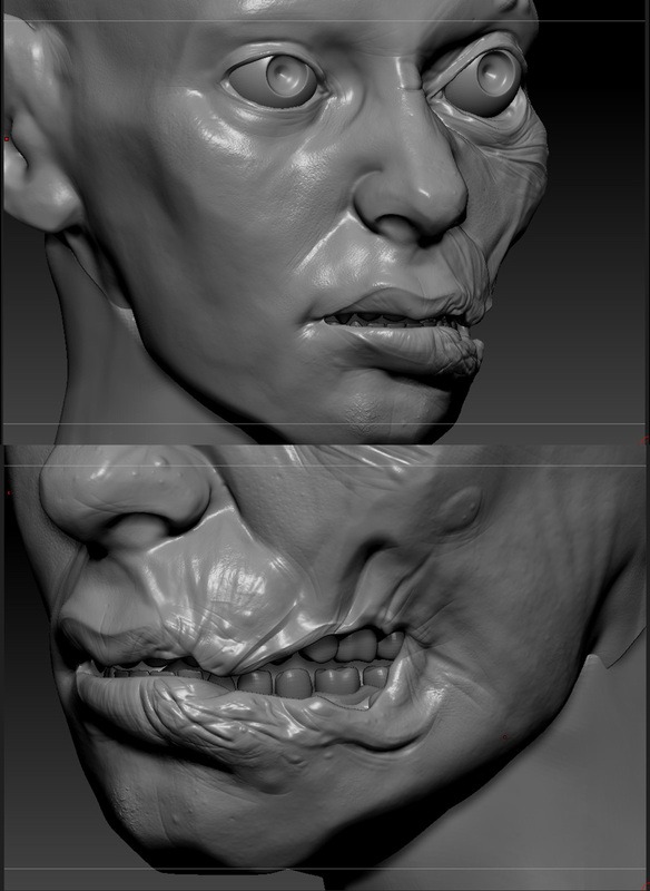 Zombie Wife — face detail sculpt, ZBrush