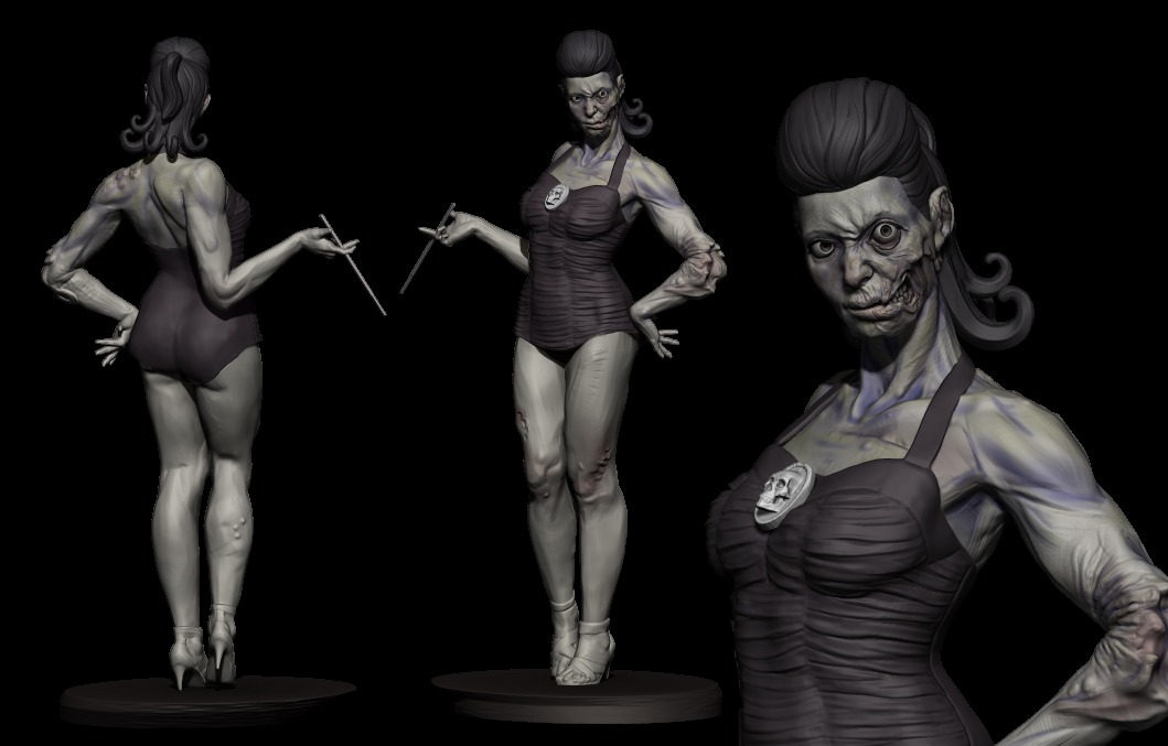 Zombie Wife — full character sculpt turnaround, ZBrush